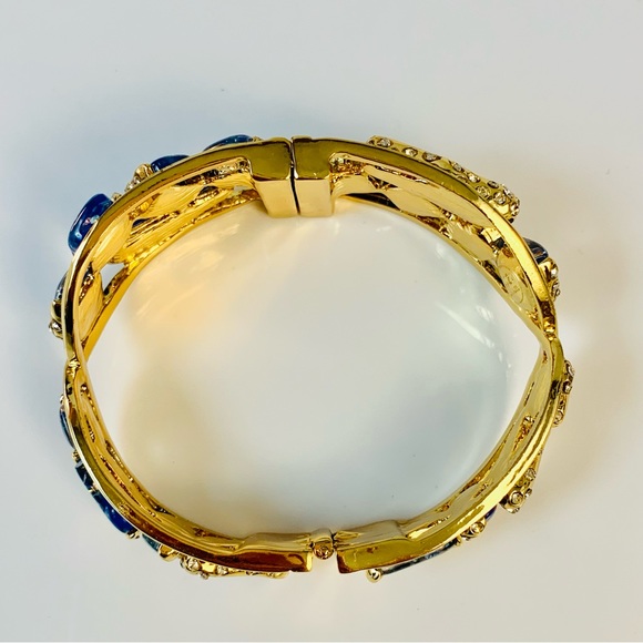 Kara Ross Blue Resin and Clear Crystal Bangle Bracelet - Picture 7 of 12